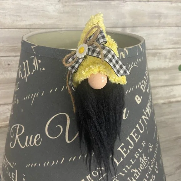 ❌SOLD❌ Vintage Yellow Chenille Silver Plated Spoon Gnome Ornament Faux Fur Black - Picture 11 of 11